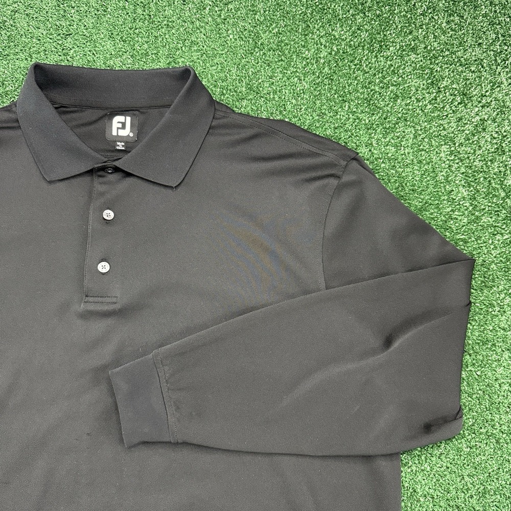 FJ Footjoy Polo Men's Long Sleeve Shirt Size XL Black